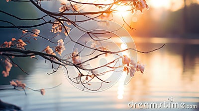 nature light branch morning picturesque Cartoon Illustration