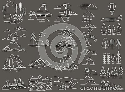 Nature line icon landscapes Vector Illustration