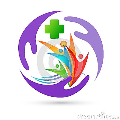 Nature medical care save agriculture family health environment wellness concept logo icon element sign creative vector Stock Photo