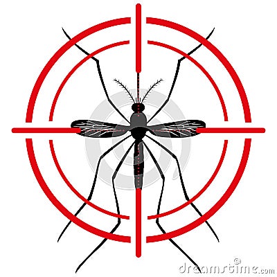 Nature, Mosquito silhouette stilt with sight signal or target, top view Vector Illustration