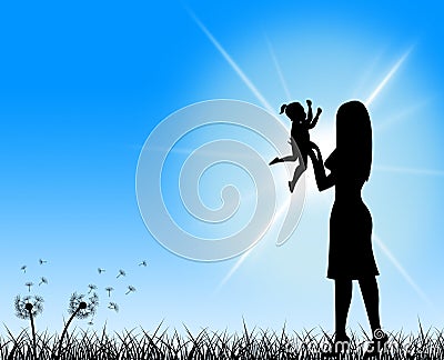 Nature Mother Represents Offspring Family And Rural Stock Photo