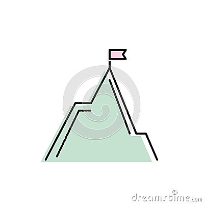 Nature mountain ecology with flag design Vector Illustration