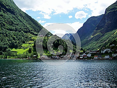 Nature Norway summer. Water, forest fjord on a Sunny day Stock Photo