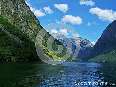 Nature Norway summer. Water, forest fjord on a Sunny day Stock Photo