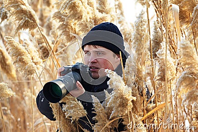 Nature Photographer shooting Stock Photo