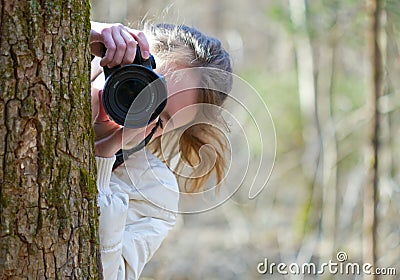 Nature photographer shooting you Stock Photo