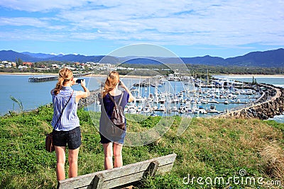 Nature reserve, marina and women, Coffs Harbour Stock Photo