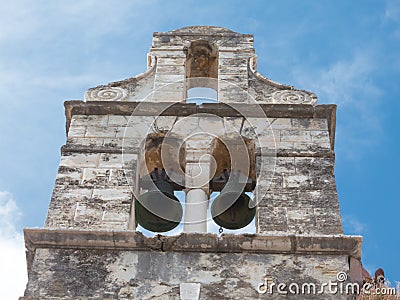 Nature retakes an abandoned ruinded building church Stock Photo