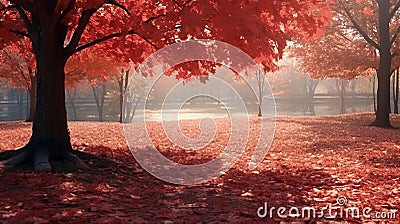 Nature's artistry in autumn reds Stock Photo