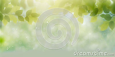 Nature's Canvas: Light Green Leaves on Soft Bokeh Background. Perfect for Invitations and Posters. Stock Photo