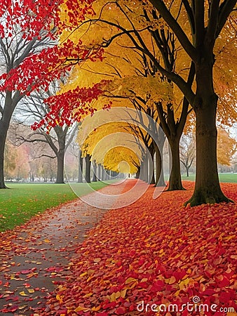 Nature s Canvas A Mesmerizing Tapestry of Fall Leaves.AI Generated Stock Photo