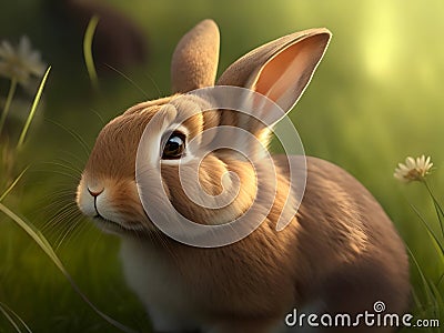 Nature's Charm: Breathtaking Photography Showcasing the Elegance of Rabbits Stock Photo