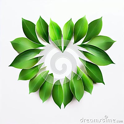 Nature's Gesture, A Heart Formed by Leaves, Generative AI Stock Photo