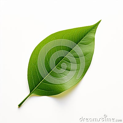 Nature's Resilient Sole: A Vibrant Green Leaf Crowns a Blank Canvas Stock Photo