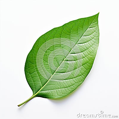 Nature's Resilient Sole: A Vibrant Green Leaf Crowns a Blank Canvas Stock Photo