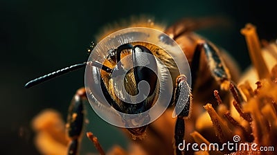 Bee Close-Up on a Flower. Generative AI Stock Photo