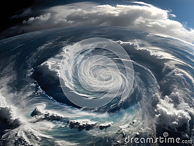 Nature's Warning: The Wrath of a Giant Cyclone Fueled by Global Warming Stock Photo