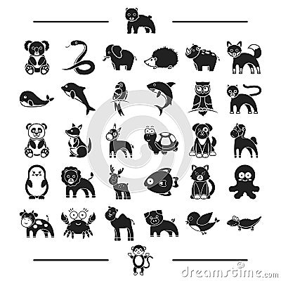 Nature, sea, forest and other web icon in black style.birds, domestic, wild, icons in set collection. Vector Illustration