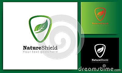 nature shield green business technology vector logo Vector Illustration