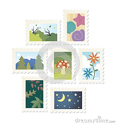 Nature Stamps Vector Illustration