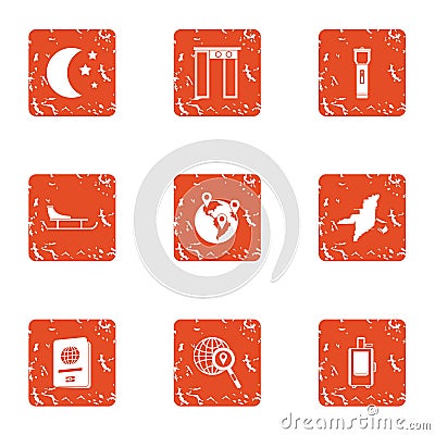 Nature stead icons set, grunge style Vector Illustration
