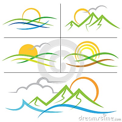 Nature sunrise mountain logo Vector Illustration