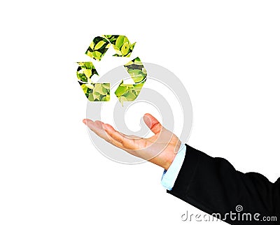 Nature symbol with green leaves on white background Stock Photo