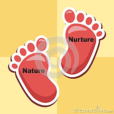 Nature Vs Nurture Feet Means Theory Of Natural Intelligence Against Development - 3d Illustration Stock Photo