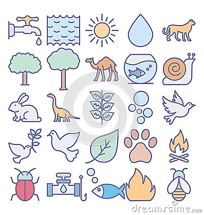 Nature and Wildlife Isolated Vector Icons set which can easily modify or edit Vector Illustration