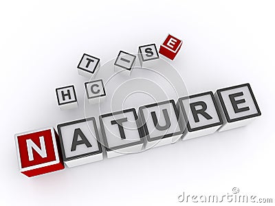 nature word block on white Stock Photo