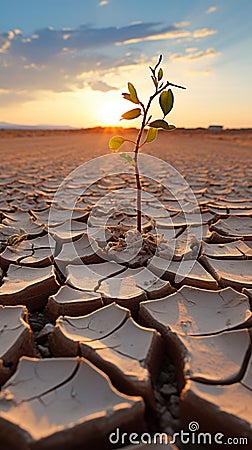 Natures alarm Cracked, dried soil in desert speaks of climate changes severity Stock Photo