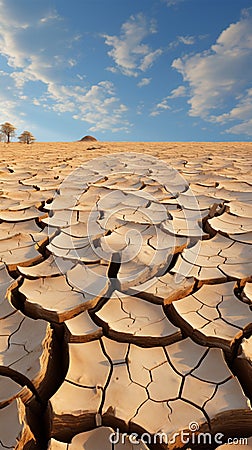 Natures alarm Cracked, dried soil in desert speaks of climate changes severity Stock Photo