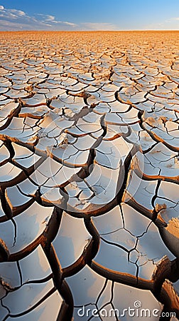 Natures alarm Cracked, dried soil in desert speaks of climate changes severity Stock Photo