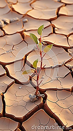 Natures alarm Cracked, dried soil in desert speaks of climate changes severity Stock Photo