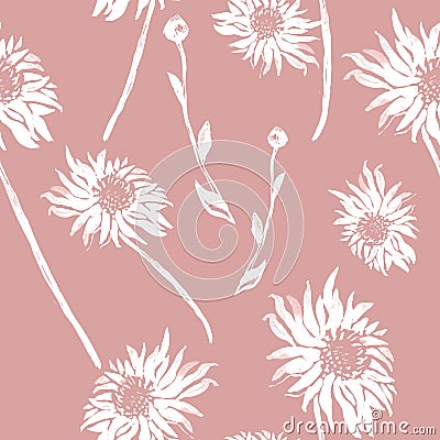 Natures calm floral seamless pattern with Gerbera in full bloom. Stock Photo