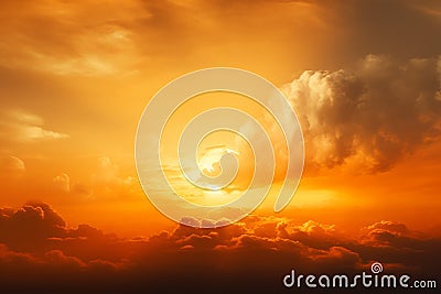 Natures canvas Bright sun and clouds paint orange sky backdrop Stock Photo