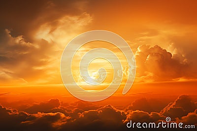 Natures canvas Bright sun and clouds paint orange sky backdrop Stock Photo