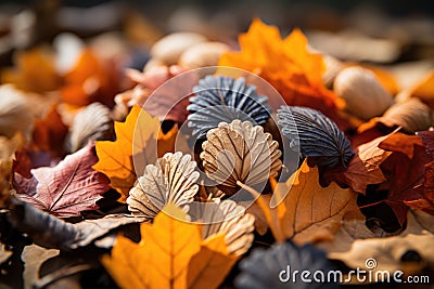 Natures Carpet Colorful leaves blanketing the forest - stock photo concepts Stock Photo