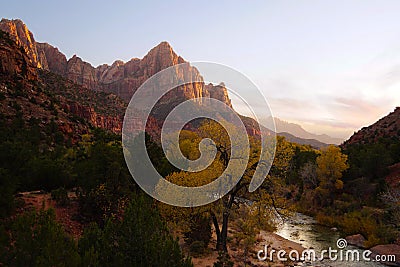 Natures Colors Shine in Zion in the Early Autumn Evening Stock Photo