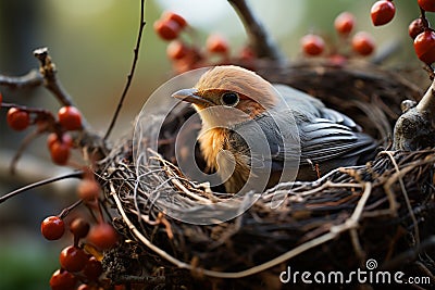 Natures nursery a birds nest gently cradled in a tree Stock Photo