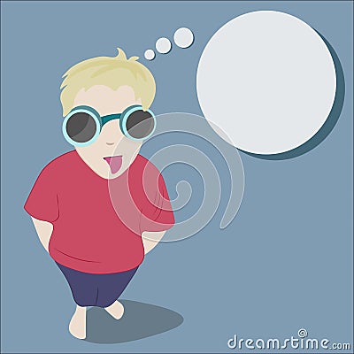 Naughty child and his thoughts Vector Illustration