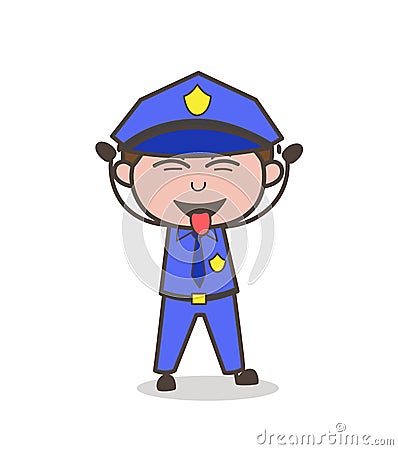 Naughty Kid Officer Teasing Vector Stock Photo