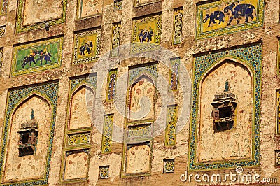 Naulakha Pavilion decoration Lahore fort, Pakistan Stock Photo