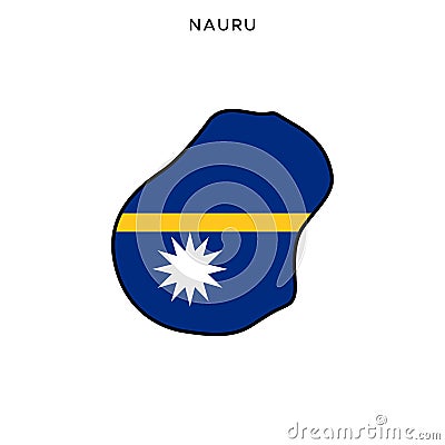 Map and Flag of Nauru Vector Design Template with Editable Stroke. Vector Illustration