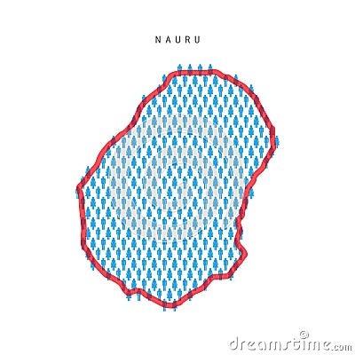 Nauru population map. Stick figures Nauruan people map. Pattern of men and women. Flat vector illustration Cartoon Illustration