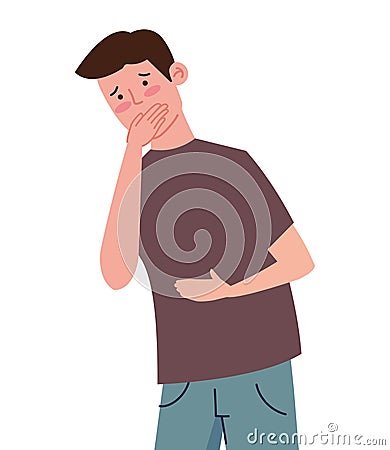 nauseous man character Cartoon Illustration