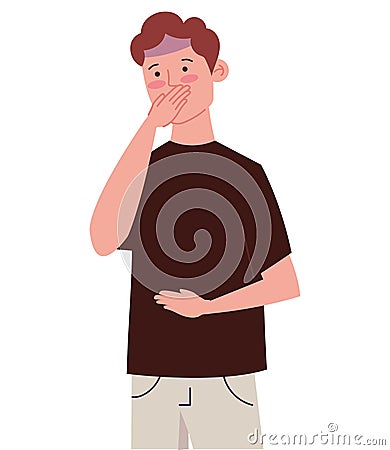 nauseous man sad Cartoon Illustration