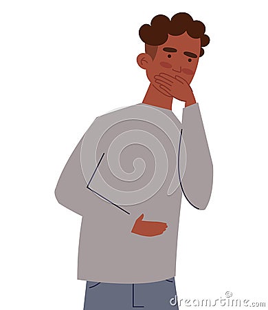 nauseous man symptom Vector Illustration