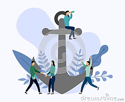 Nautical anchor with human concepts Vector Illustration