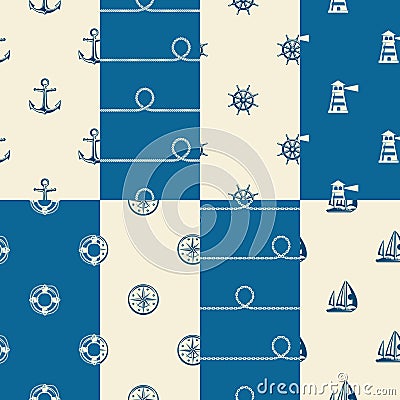 Nautical background collection Vector Illustration